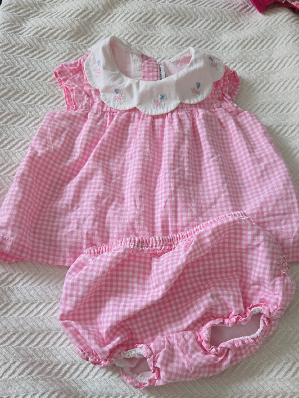 Janie and Jack Pink Gingham Top with Matching Bloomers